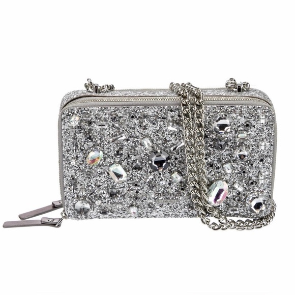 Kate Spade Silver Glitter Crystal-Embellished Shoulder or Crossbody Bag - Picture 5 of 8